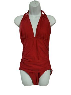 Sz.L*1.-Pc. Bright Red Halter-Style Swimsuit